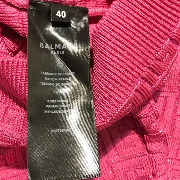 Balmain Fuchsia Cardigan dress with Gold Accents - Picture 7 of 8